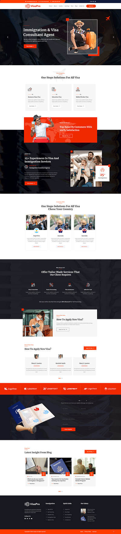 Immigration & Visa Consulting WordPress Theme visa service