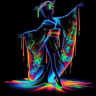Dancing geisha 6 black branding color colors dancing geisha design graphic design illustration light logo ui ux vector woman