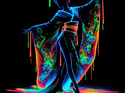 Dancing geisha 6 black branding color colors dancing geisha design graphic design illustration light logo ui ux vector woman