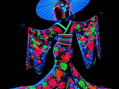 Dancing geisha 5 branding color dance dancing geisha design graphic design illustration life light logo neon time ui ux vector woman