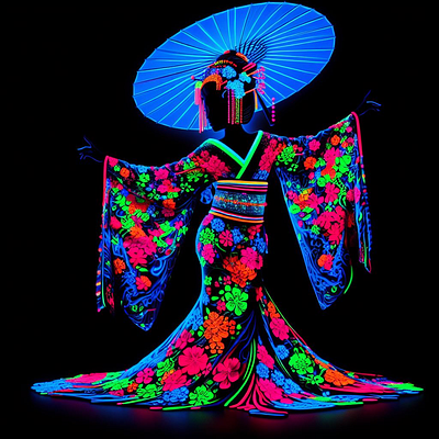 Dancing geisha 5 branding color dance dancing geisha design graphic design illustration life light logo neon time ui ux vector woman