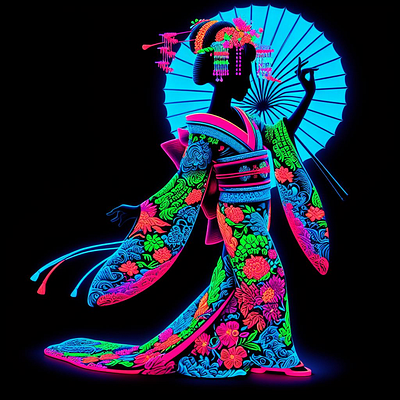 Dancing geisha 3 black branding dancing dancing geisha design graphic design illustration japan life litigh logo time ui ux vector woman
