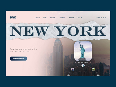 First page design concept for NYC tour branding concept design design concept home page main page nyc tour ui ux web design