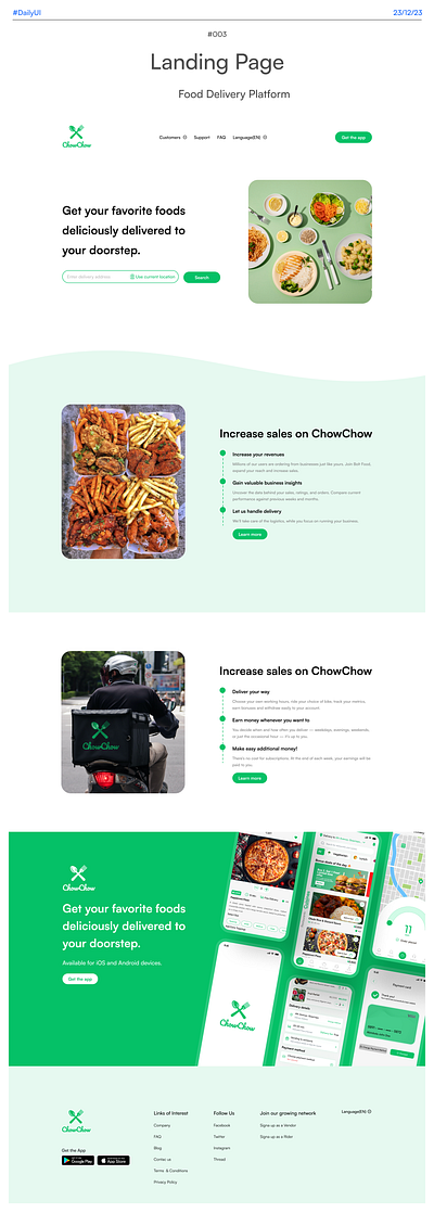 ChowChow Landing Page branding dailyui landingpage ui uiux user interface