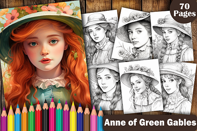 Anne of Green Gables Portrait for Adults coloring pages coloring pages for adults graphic design