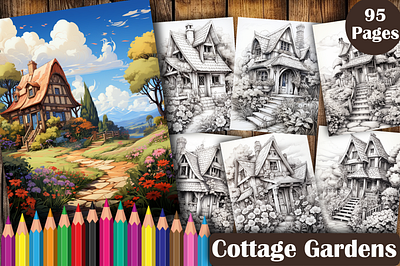 Cottage Gardens Coloring Pages for Adult coloring pages coloring pages for adults graphic design