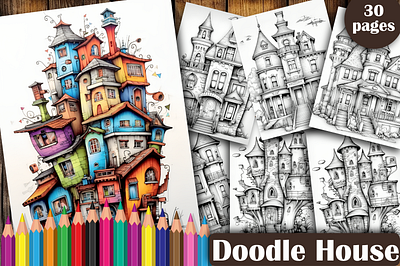 Doodle House Coloring Book coloring pages coloring pages for adults graphic design