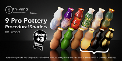 9 Pro Pottery Procedural Shaders (+3 Bonus Shaders Free) 3d 3d design 3d rendering design imagination