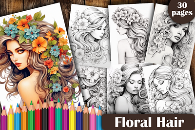 Hairstyle Coloring Pages for Adults coloring pages design graphic design