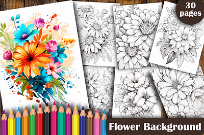Flower Coloring Book Pages for Adults coloring pages coloring pages for adults design graphic design