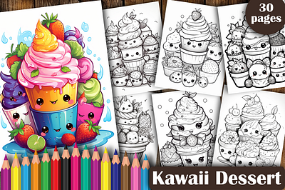 Kawaii Dessert Coloring Pages for Adults coloring pages coloring pages for adults graphic design
