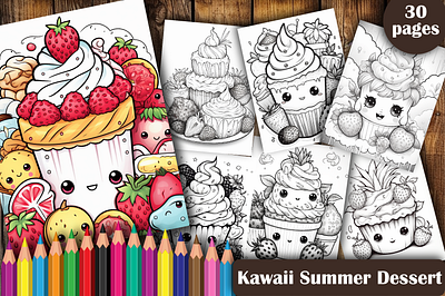 Kawaii Summer Desserts Coloring Pages coloring pages coloring pages for adults design graphic design