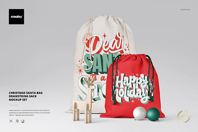 Christmas Santa Bag Drawstring Sack Font Design bags christmas claus creator creatsy custom customizable design designed generator mockups mock ups paper pattern patterns personalised printed sacks smart object template templates