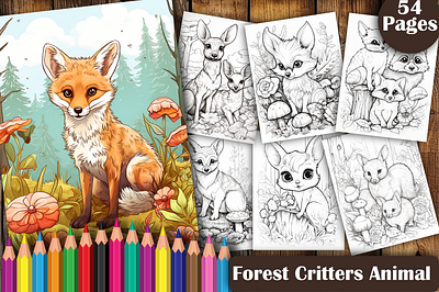 Forest Critters Animal Coloring Book coloring pages coloring pages for adults design graphic design