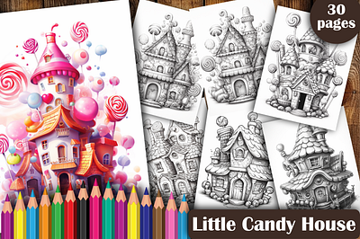 Little Candy Houses Coloring Book coloring pages coloring pages for adults graphic design