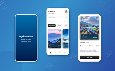 ExploreEase Travel App design figma interface mobile mobile app ui user interface ux