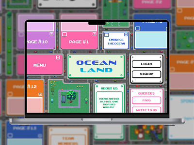 Oceanland - A 2D, Pixel Game Inspired Website 90s css design figma games illustration modern pixels retro technology ui webdesign website