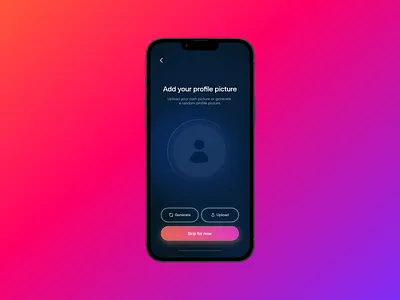 Generate/Upload PFP ai artificial intelligence blockchain button design generate gradient gradients idea illustration platform profile picture ui ui design uidesign uiux user experience ux web 3