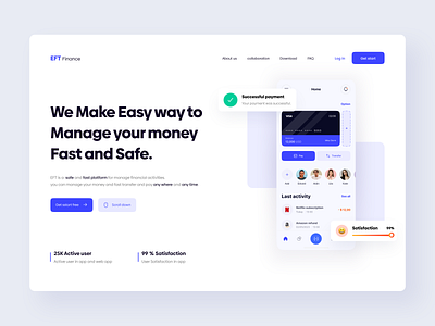 Finance Landing Page branding concept creative e wallet finance finance management financial fintech landing page minimal mobile product trend ui ui design uiux ux wallet web website