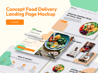 Concept Food Delivery Landing Page Mockup branding concept figma food logo photoshop revamp ui ux vegan web design website