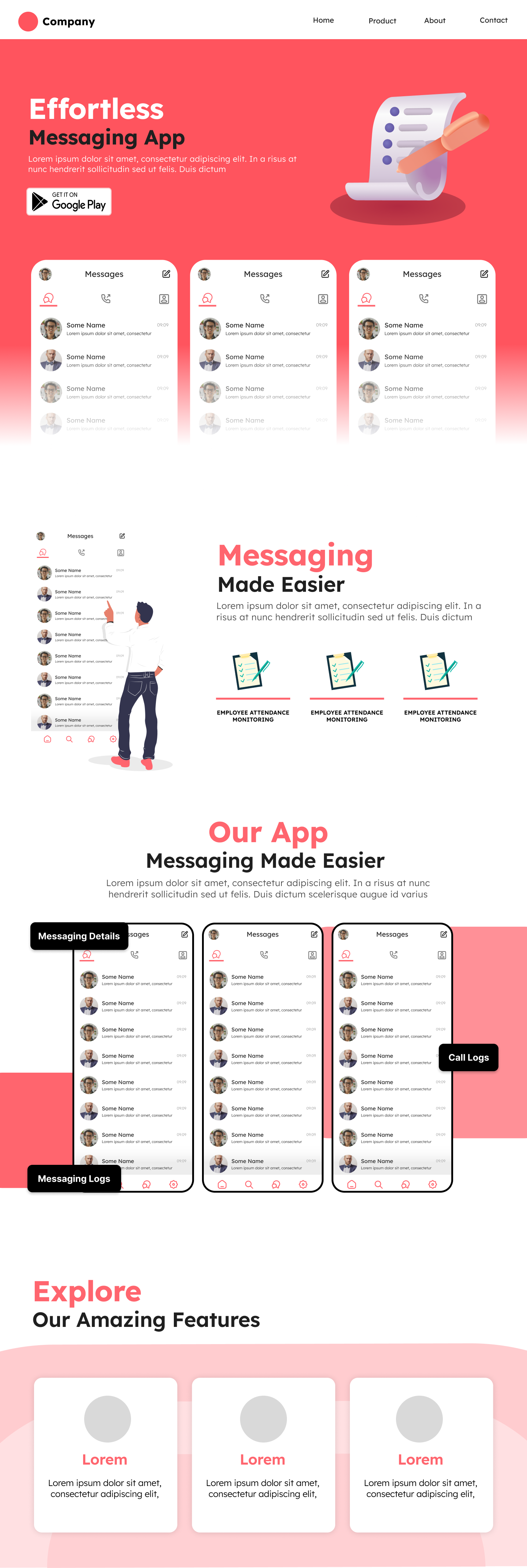 Messaging App Landing Page UI design figma graphic design landing page ui user interface design ux