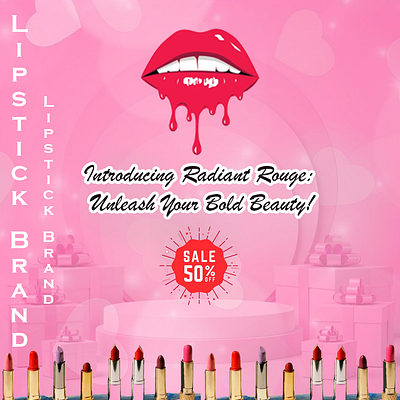 Lipstick Ad Poster 3d animation app branding design graphic design illustration logo typography ui ux vector