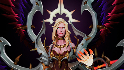 Seraphim - stylized character 3d angel character fantasy female game sculpting texturing warrior wings woman