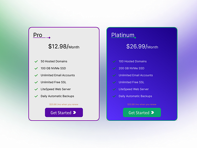 Pricing Cards cards figma pricing cards ui ux web hosting
