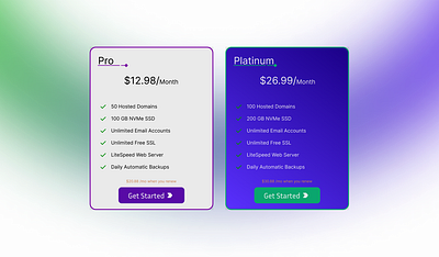 Pricing Cards cards figma pricing cards ui ux web hosting