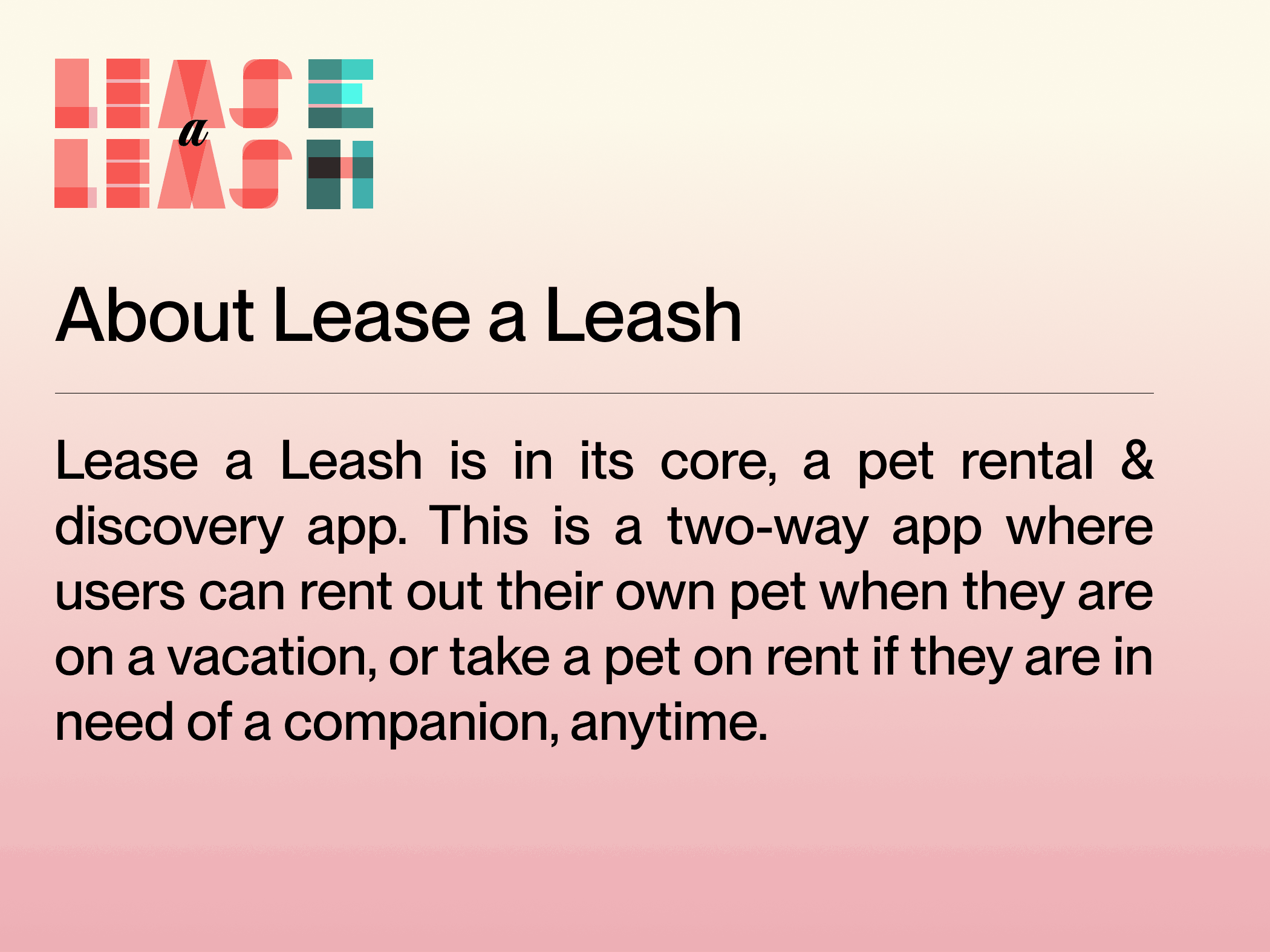 Lease a Leash A Pet Rental & Discovery App by kalyan on Dribbble