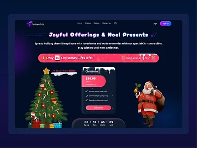Face Swap Christmas Event branding celebs christmas design event faacee swapper online face swap face swapper faceswap graphic design illustration merry christmas plan pricing plans pricing ui ui design ux vector website
