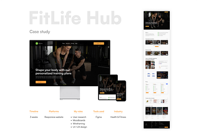 UI / UX Case Study — Fitness & Health Website “ FitLife Hub “ responsive ui ux web design