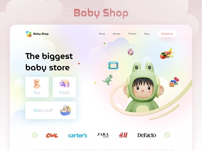 Baby Shop baby branding child children food graphic design kid kids landing market place modern product service shop store toy ui ui design web design