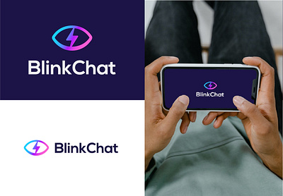 Blink Chat Logo Design for Chatbot app blink bot bubble chat chatbot chatbot logo chatting eye fast gradient instant instantaneous logo logo design messenger speed symbol talk thunder