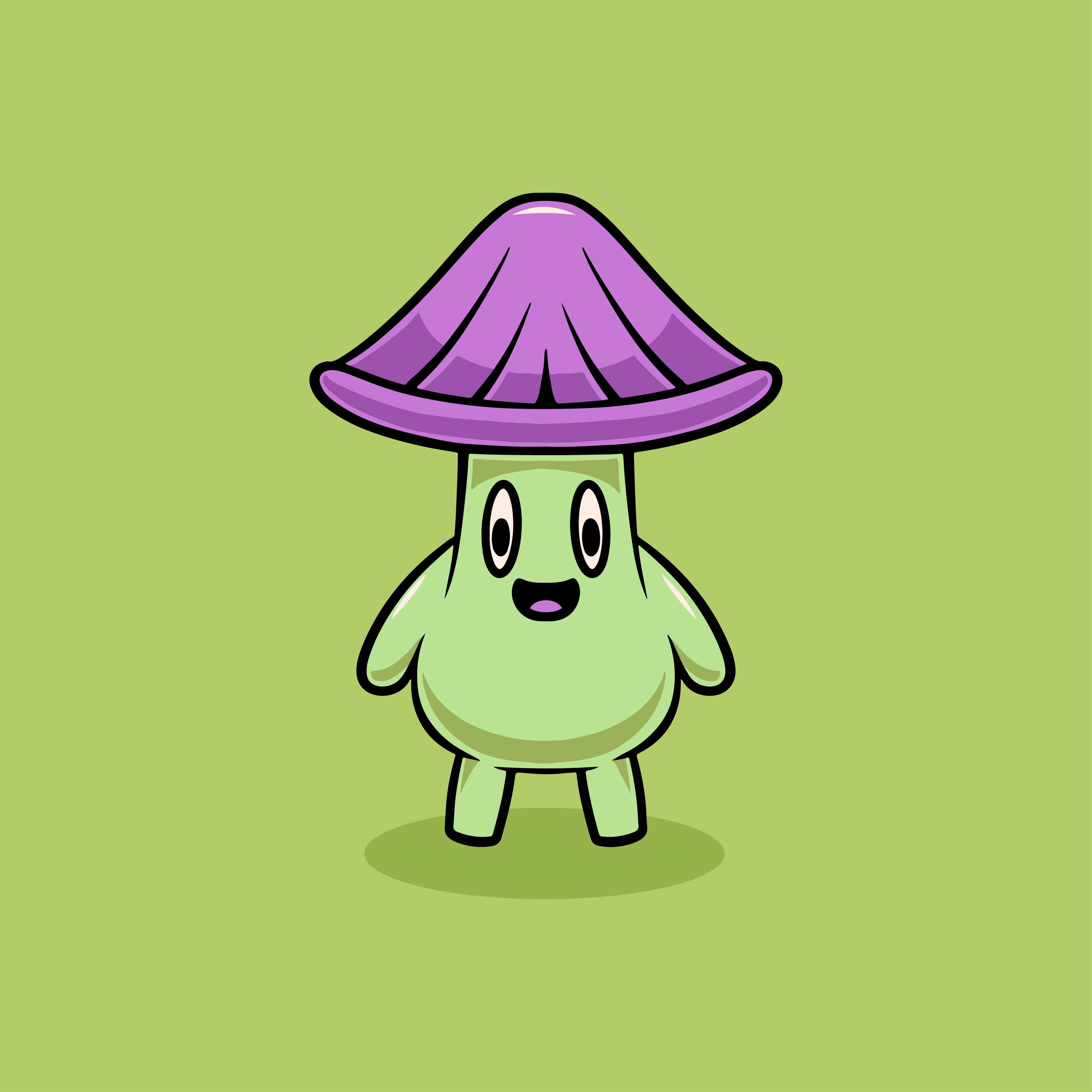 Cute Mushroom Cortinarius Violaceus smiling illustration purple