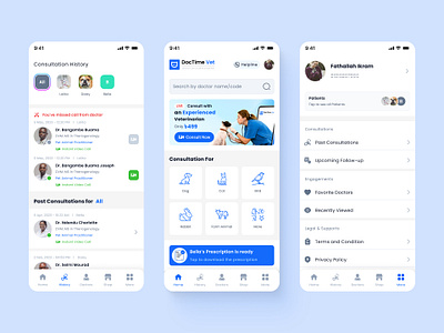 DocTime Vet App UI UX_Vol #2 doctime healthcare jahidul ui ux online doctor pet app pet care telemedicine ui vet care veterinarian video consultation