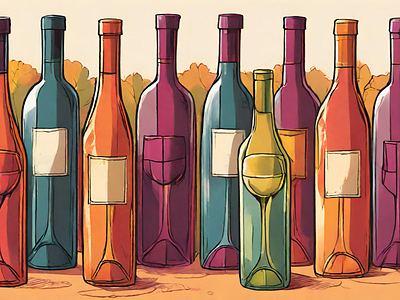 Wine bottles with glasses design graphic design illustration vector wine