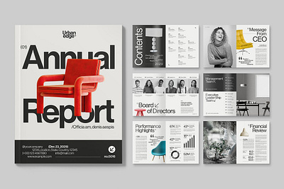 Annual Report Template annual bifold brochure catalog company financial indd indesign infographic modern modernist portrait profile report template