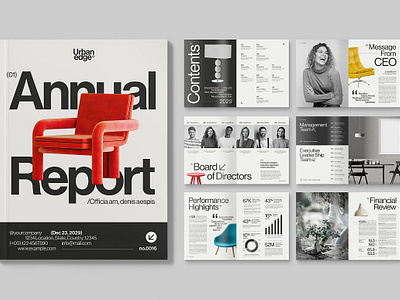 Annual Report Template annual bifold brochure catalog company financial indd indesign infographic modern modernist portrait profile report template