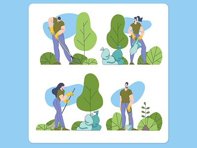 Spring Cleaning adobe illustrator characters ecology illustration vector volunteers