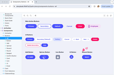 Mobile Ad Tech Company design system - buttons component library custom components design system front end development pattern library product design reactjs storybookjs ui ux