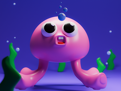 Cute Octopus 🐙🥹 3d animation blender cute octopus 🐙 design illustration shading ui