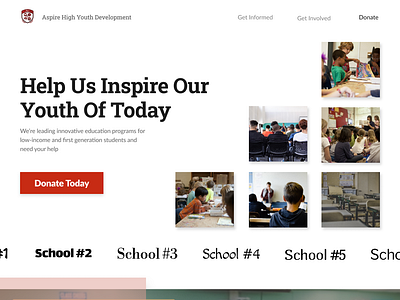 Non-Profit Education Site (Aspire High Youth Development) WIP 1 academic education non profit school stairs ui website