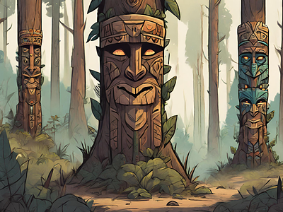 Forest Totems illustration vector