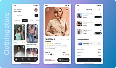 Clothing store app app design illustration ui ux