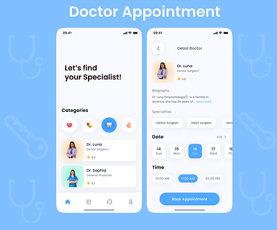 Doctor appointment app design uiux