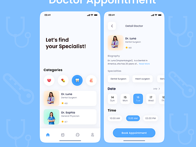 Doctor appointment app design uiux