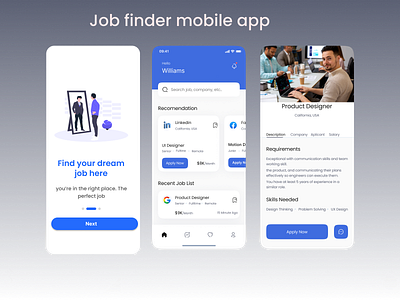 Job finder mobile app app design ui uiux