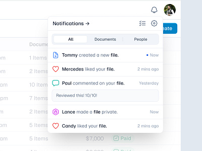 Creating copy for notifications is harder than it looks. 📝😅 clear comment comments dropdown icons list modal notification notifications settnings tabs web design