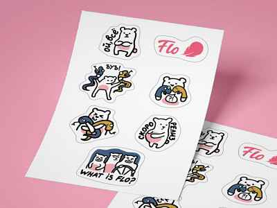 Stickers for ovulation calendar Flo graphic design illustration mascot